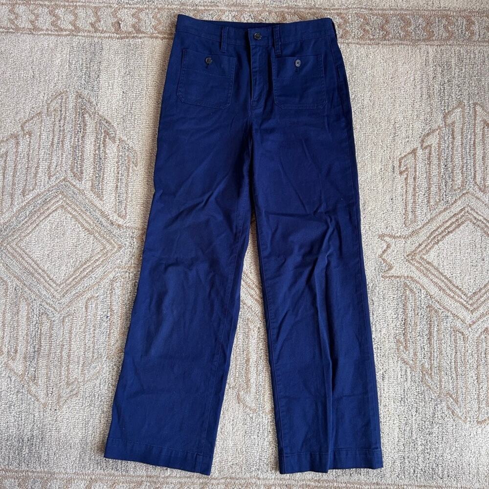 J Crew Navy Wide Leg Utility Pants Workwear Carpenter Minimalist 26 Tall